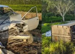 4 pessoas ficam gravemente feridas em acidente entre caminhão e carro de passeio na BR 101