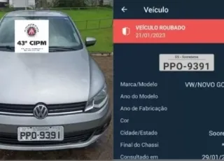 43ª CIPM recupera, em Itamaraju, veículo roubado no Espírito Santo e prende autores do crime