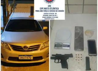 Abordagem de carro roubado leva a polícia a até um Lava jato onde foi aprendida arma e droga em Posto da Mata