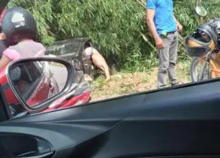 Acidente na BA 290 próximo ao Terras da Bahia  deixa motorista preso as ferragens.