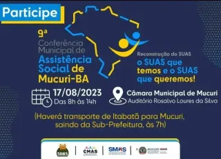 Acontece nesta quinta-feira, a 9ª Conferência Municipal de Assistência Social em Mucuri