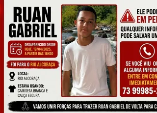 Adolescente desaparece durante banho no Rio Alcobaça em Teixeira de Freitas