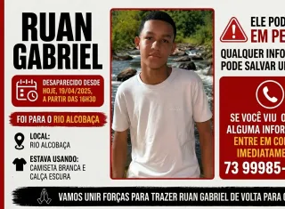 Adolescente desaparece durante banho no Rio Alcobaça em Teixeira de Freitas