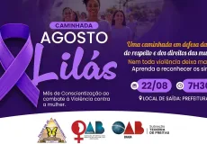 Agosto Lilás: OAB convoca população para caminhada de conscientização contra a violência à mulher em Teixeira de Freitas