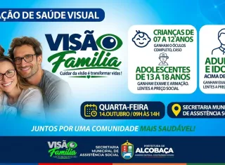 Alcobaça promove ação com exames gratuitos e óculos para crianças; adultos também terão benefícios