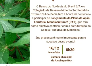 Alcobaça recebe lançamento do Plano de Ação Territorial da Mandiocultura.