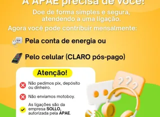 APAE de Medeiros Neto informa sobre campanha de doação via conta de energia ou de celular: saiba como ajudar de forma segura