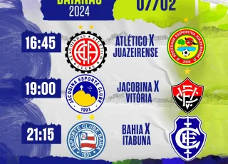 Atlético x Juazeirense, Jacobina x Vitória e Bahia x Itabuna nesta quarta na TVE