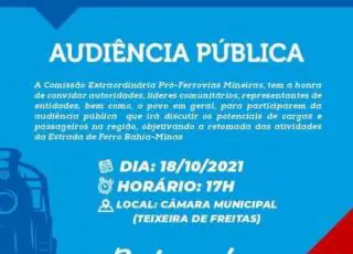 Audiência Publica em Teixeira de Freitas vai debater a volta da estrada de ferro Bahia-Minas