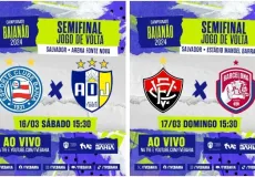 Bahia, Jequié, Vitória e Barcelona decidem vagas na final do Baianão na TVE