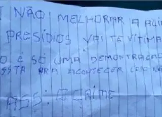 Bando deixa bilhete ao invadir empresa de marmitas: 'Se não melhorar, vai ter vítima'