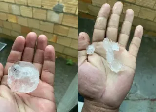 Barcelona, interior de Caravelas, é atingida por inesperada chuva de granizo