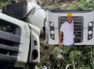 Caminhoneiro morre após caminhão carregado de combustível tombar na LMG-634, próximo a Almenara