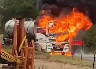 Carga perigosa: carreta com combustível pega fogo próximo a Posto da Mata