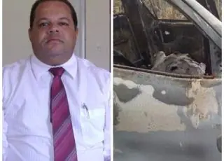 Carro de delegado que estava desaparecido é encontrado carbonizado com corpo dentro