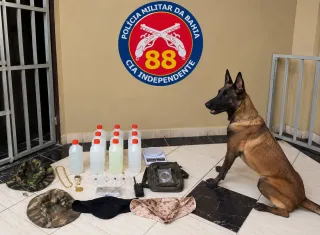 Com ajuda do cão Hera, PM localiza drogas e materiais do tráfico em Alcobaça