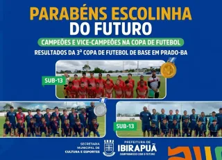 Com apoio da Prefeitura, escolinhas de futebol de Ibirapuã sobem ao pódio durante campeonato em Prado, BA