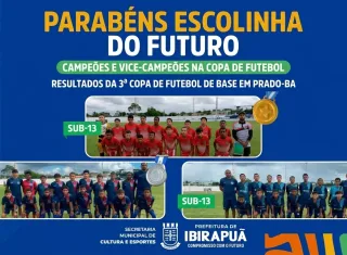 Com apoio da Prefeitura, escolinhas de futebol de Ibirapuã sobem ao pódio durante campeonato em Prado, BA