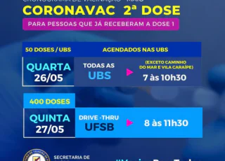 Confira o calendário de Vacinação contra Covid-19 para esta semana em Teixeira de Freitas