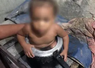 Criança fica presa dentro de panela de pressão e é resgatada por bombeiros