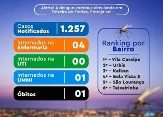  Dengue - Boletim semanal das arboviroses – 03 a 08/03. Saiba quem são os bairros com maior incidência de casos