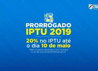 Desconto de 20% no pagamento do IPTU termina nesta sexta, dia 10