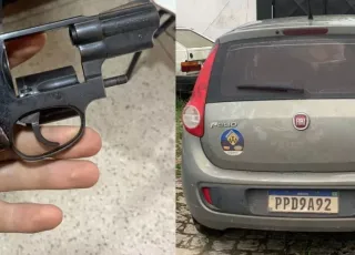 Dois homens são presos e um adolescente apreendido pela PM em  Teixeira de Freitas com revólver e  carro roubado em Itabatã