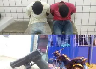 Dupla é presa  com simulacro de arma de fogo e moto roubada