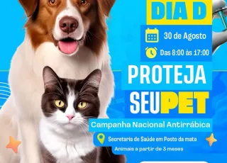 É neste sábado, 30 de agosto: Dia D de vacinação contra a raiva em Posto da Mata