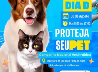 É neste sábado, 30 de agosto: Dia D de vacinação contra a raiva em Posto da Mata