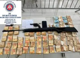 Ex-presidiário é preso pela CIPE/Mata Atlântica com arma e anotações do tráfico; Dinheiro também foi apreendido