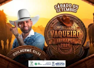 Guilherme Silva é a primeira atração confirmada da Festa do Vaqueiro 2026 em Ibirapuã