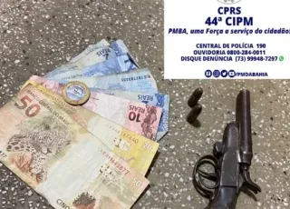 Homem é preso com arma de fogo após agredir esposa no interior de Medeiros Neto