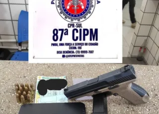 Homem é preso  pela PM com pistola e munições em Teixeira de Freitas