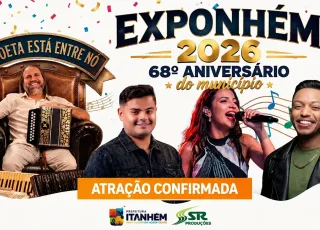 Itanhém divulga primeiras atrações do 68º aniversário do município e da Exponhém 2026