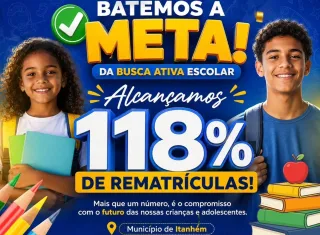 Itanhém supera meta da Busca Ativa Escolar e alcança 118% de rematrículas