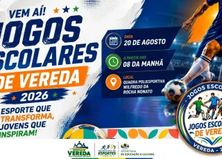 Jogos Escolares de Vereda 2026 serão realizados no dia 20 de agosto