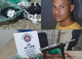 Jovem é preso pelo PETO com submetralhadora e drogas em Medeiros Neto