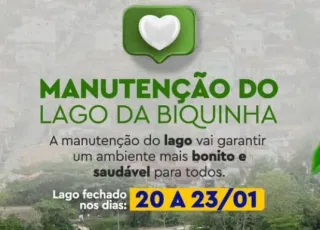 Lago do Parque Municipal da Biquinha em Teixeira de Freitas passará por manutenção