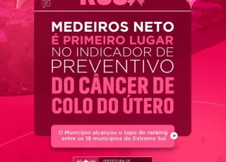 Medeiros Neto alcança topo do ranking do indicador de preventivo do câncer de colo do útero no Extremo Sul