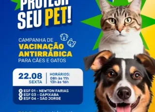Medeiros Neto realiza campanha de vacinação antirrábica para cães e gatos