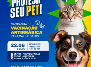 Medeiros Neto realiza campanha de vacinação antirrábica para cães e gatos