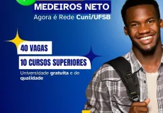 Medeiros Neto recebe 40 vagas em 10 cursos superiores gratuitos da UFSB através da Rede Cuni