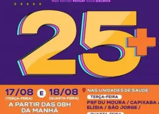 Medeiros Neto – Vacinação para pessoas com 25 anos ou mais acontece nos dias 17 e 18 de agosto