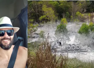 Motorista fica gravemente ferido após carreta carregada de pó de minério tombar na BR 101 em Teixeira de Freitas