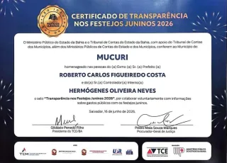 Mucuri conquista Selo de Transparência e se destaca entre os municípios baianos pela responsabilidade na gestão dos festejos populares