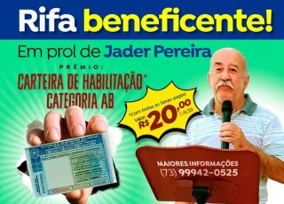 Nova rifa em favor de Jader Pereira sorteará carteira de habilitação