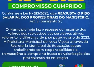 Nova Viçosa conclui repasse de retroativos aos servidores ativos