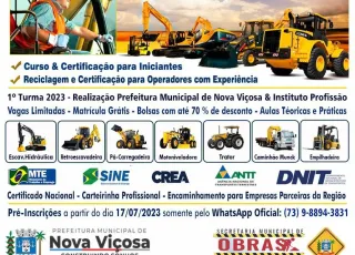 Oportunidade Imperdível: Inscrições abertas para certificação profissional de Operadores de Máquinas em Nova Viçosa e região