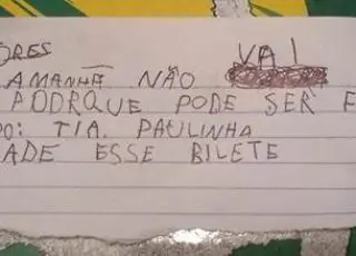 Para não ir a escola, menino de 5 anos faz bilhete em nome da professora: 'pode ser feriado'